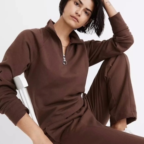 New Madewell MWL Ribbed Half-Zip Raglan Sweatshirt NC738 - Picture 1 of 9